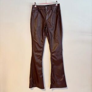 Forever 21 High Waist Faux Leather Flare Pants Bottoms Chocolate Brown Womens XS